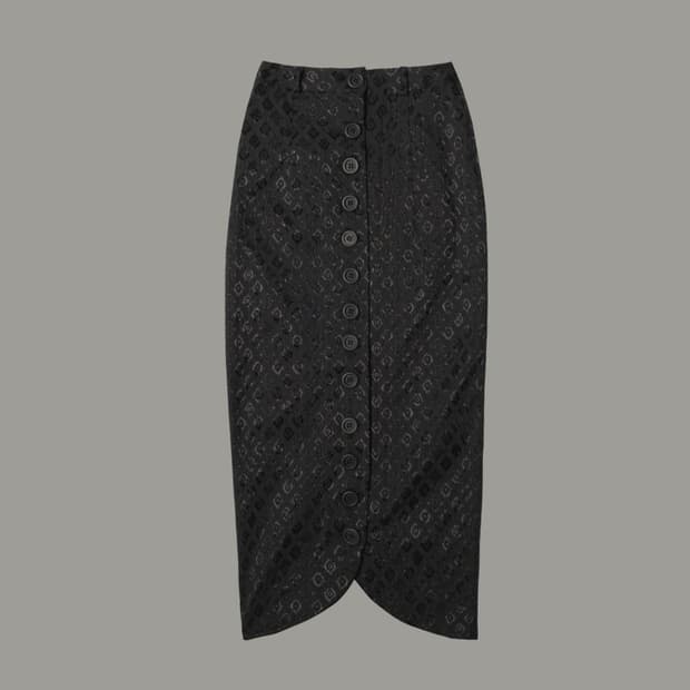 145오피스 미디 버튼 스커트