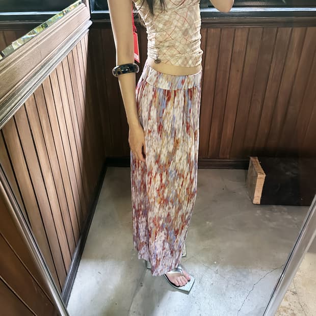 LIESSE pleated long skirt
