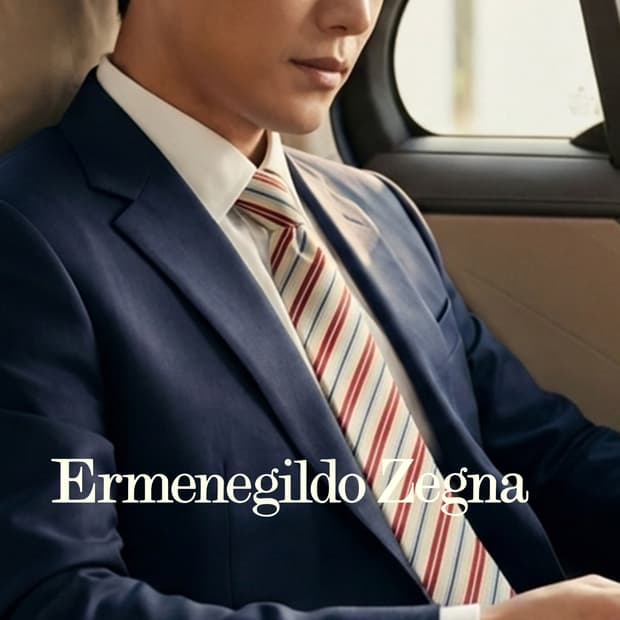 에르메네질도 제냐 실버 스트라이프 넥타이 9.7cm B등급 A19720
