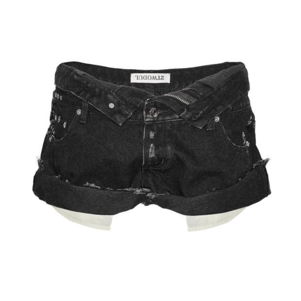 222 이투둘 003 데님 반바지 흑청