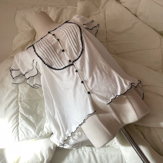 빈티지 블라우스 로걀탑 양산형 달천깔 페어리 블라우스 일본빈티지 모리룩