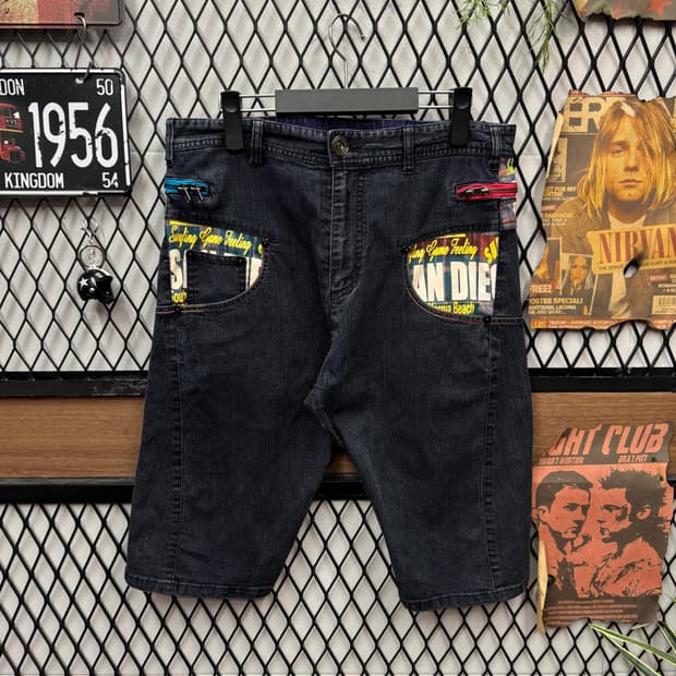 00s JPN VINTAGE Y2K 데님 하프 팬츠 진청