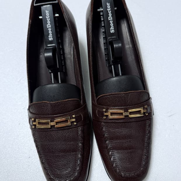 닥스 DAKS 가죽 로퍼 힐 / 브라운 240