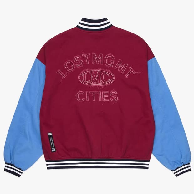LMC OVAL WASHED BASEBALL JACKET burgundy
