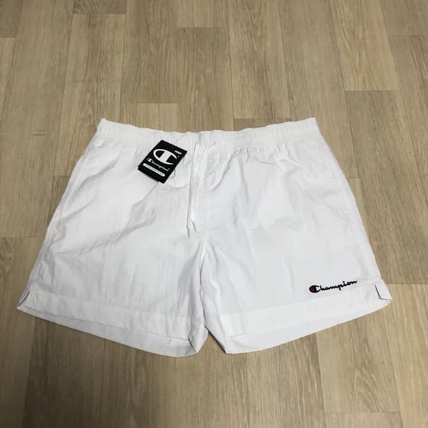 (L) 새상품 챔피언 Champion 로고 5인치 나일론 숏팬츠 화이트