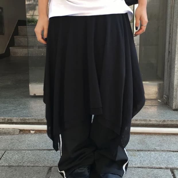 레이어드 스커트 롱 스커트 블랙