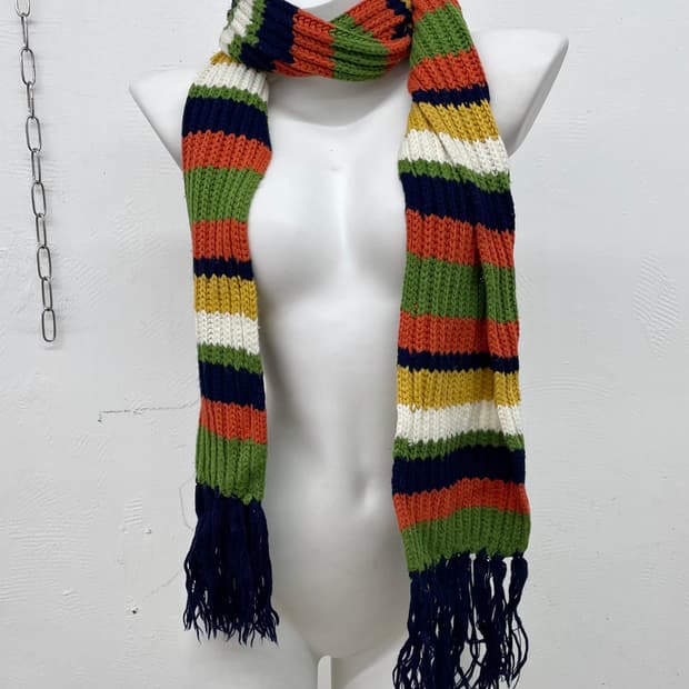 하구미 컬러 스트라이프 머플러 