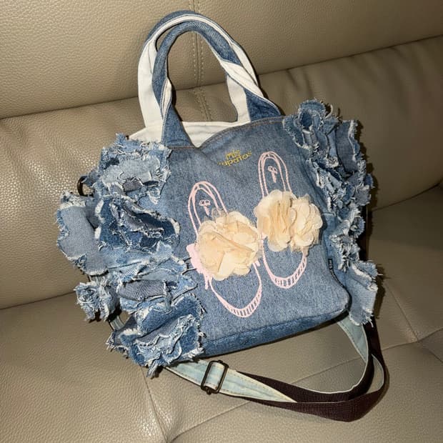shoes printing corsage point denim bag