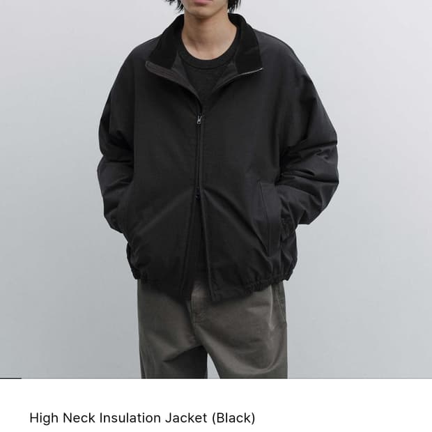 어나더오피스 하이넥 인슐레이션 자켓 블랙
