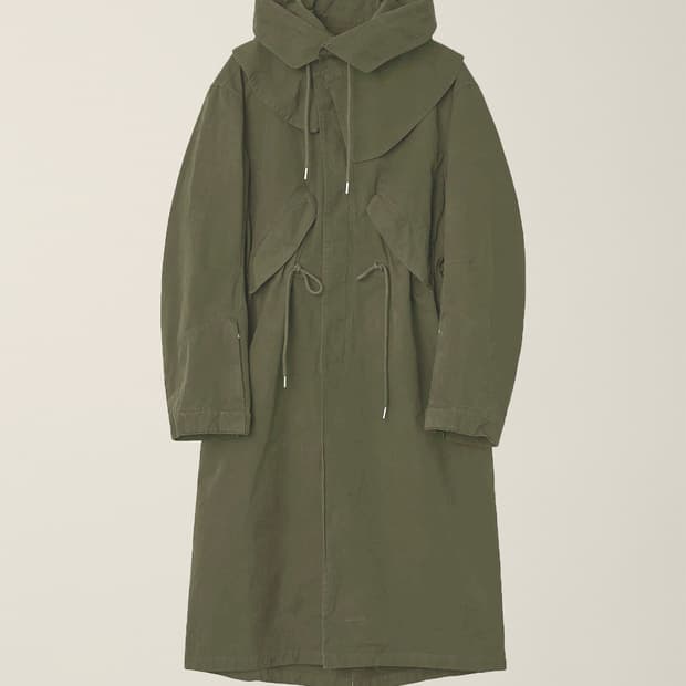 EE GARMENT DYED CURVED FISHTAIL COAT L