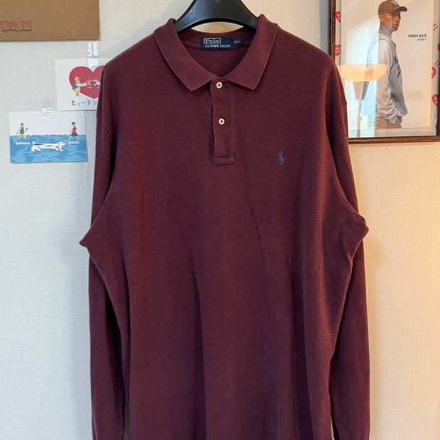 (2XL)폴로 랄프로렌 긴팔 카라티 버건디