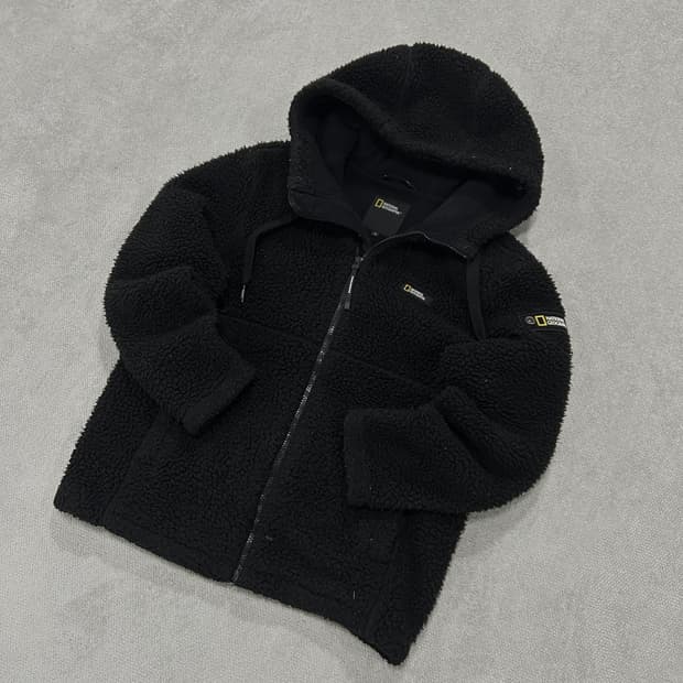 내셔널지오그래픽 후리스 후드집업 블랙 s