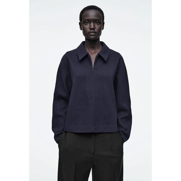 코스 COS 네이비 보일드 울 집업