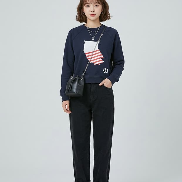 럭키슈에뜨(LUCKY CHOUETTE) 스트라이프 부엉이 맨투맨