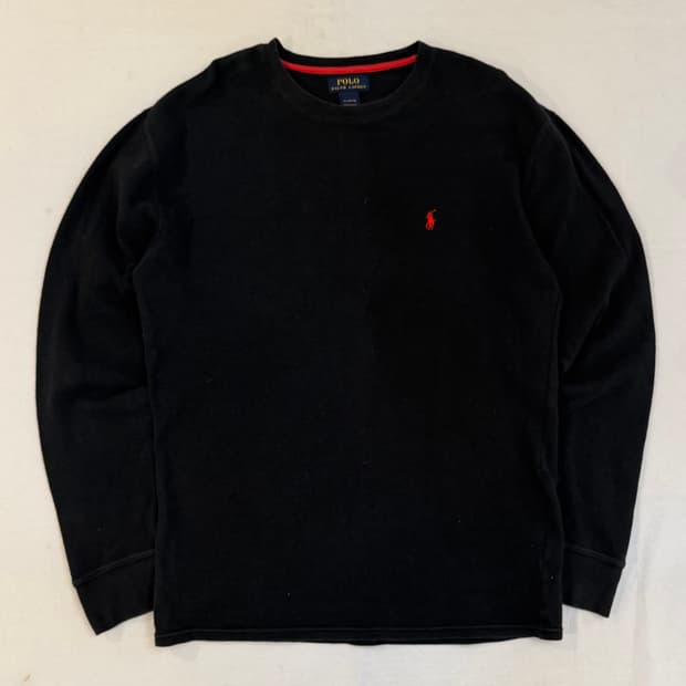 폴로 랄프로렌 와플 써멀 롱슬리브 긴팔티 블랙