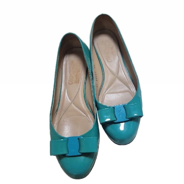 Ferragamo 민트 바라 플랫슈즈