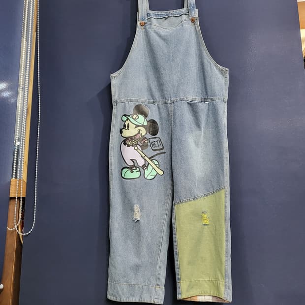 데님 점프 수트 멜빵 팬츠