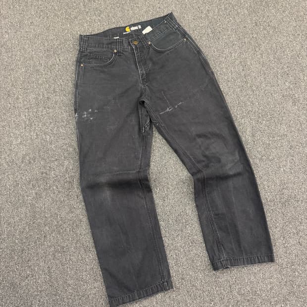 칼하트 빈티지 싱글니 블랙 워크팬츠