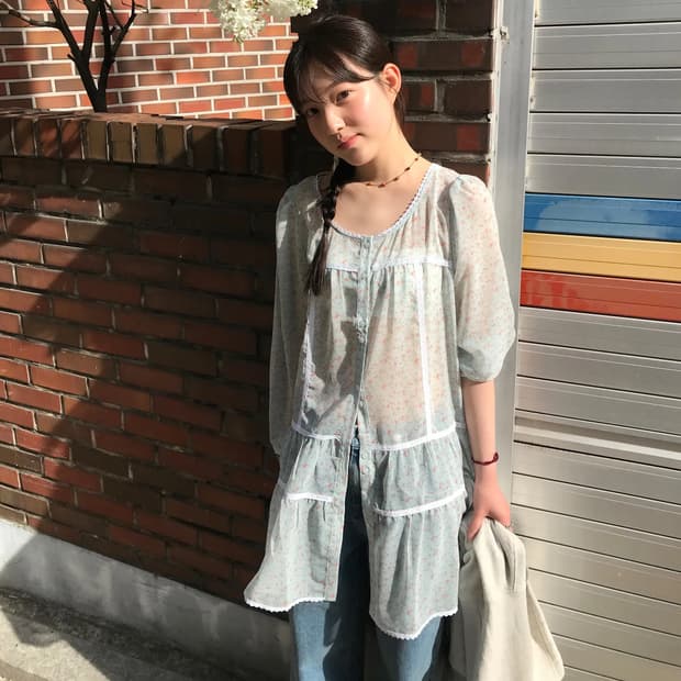 노컨텐츠 Sheer Flower Dress_Mint