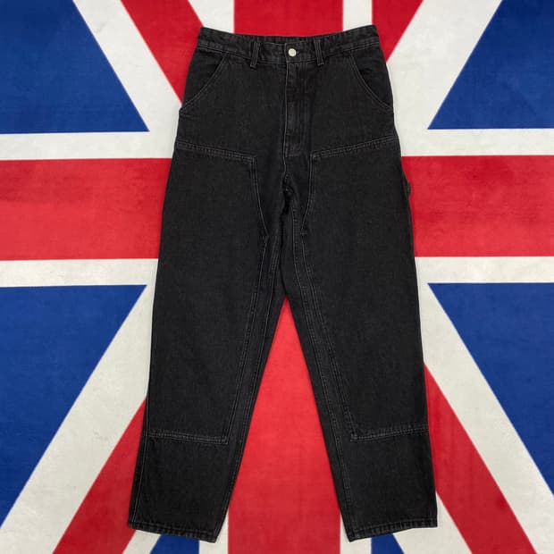 아웃스탠딩 더블니 흑청데님팬츠 30