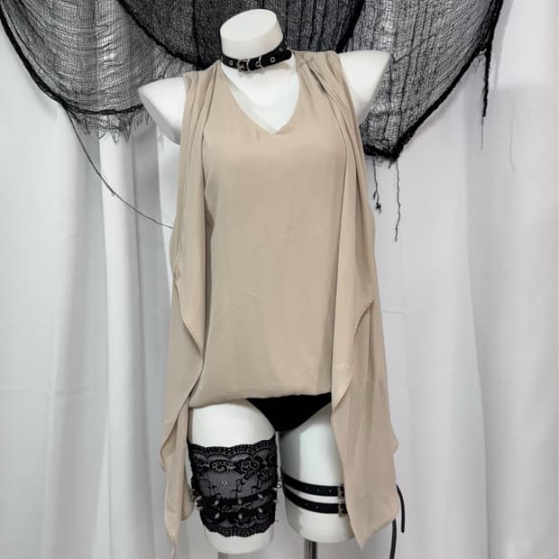 beige sleeveless cardigan