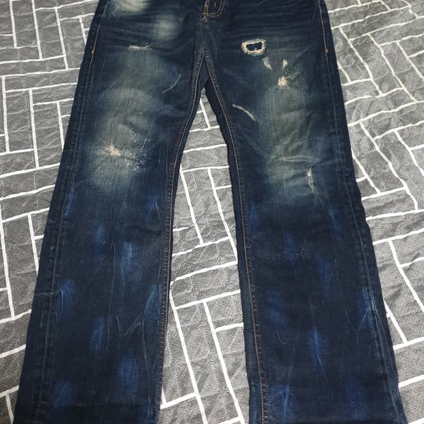 버커루 스판 빈티지워싱 디스트로이드 라이더 데님팬츠 (34)