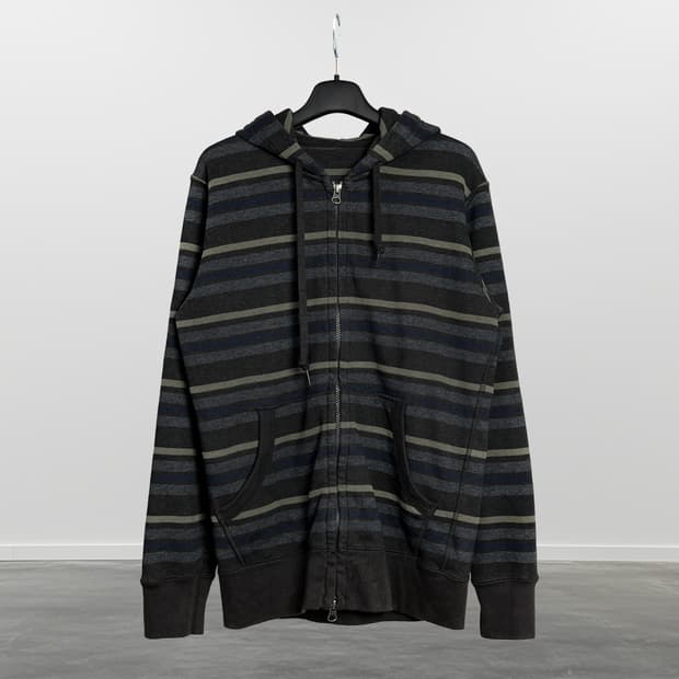 빈티지 스트라이프 후드 집업 