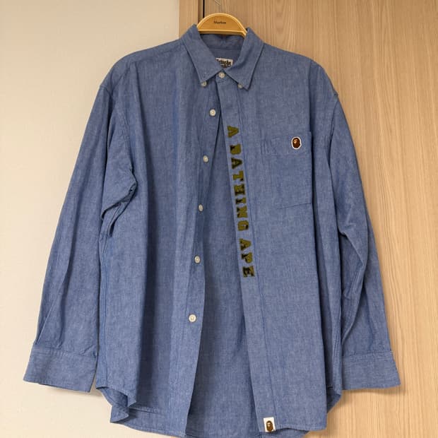 A Bathing Ape chambray logo shirt 🔵