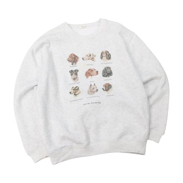 프릭스토어 빈티지 도그 일러스트 오버사이즈 맨투맨