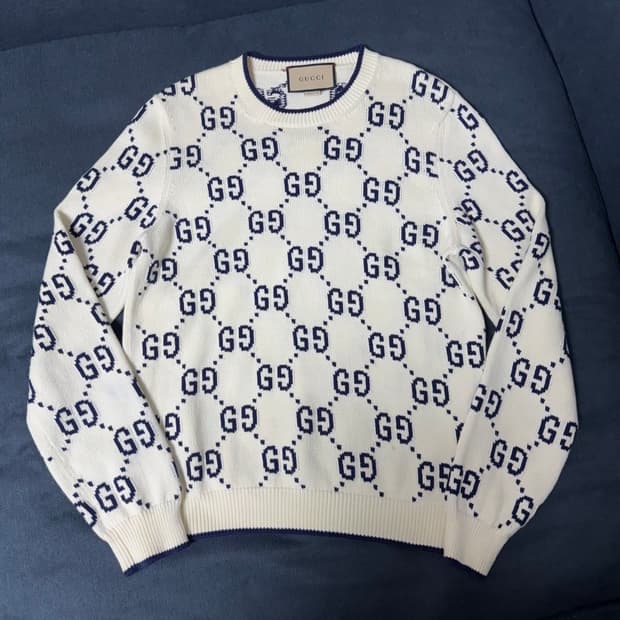구찌 Gucci GG 로고 패턴 코튼 니트 M