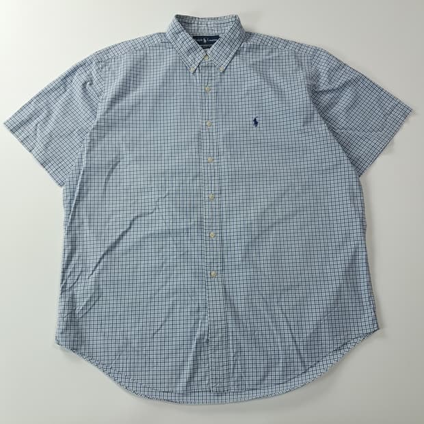 CJ928 XL 폴로 90s 홍콩판 네이비블루 마이크로체크 반팔 셔츠
