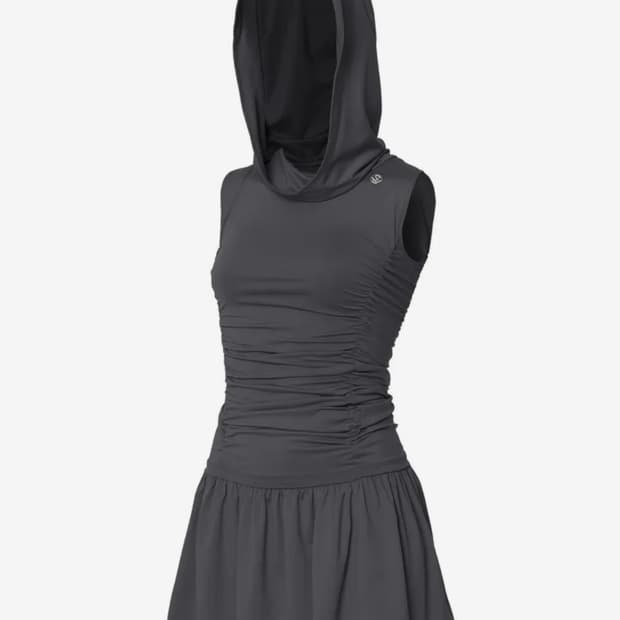 Hooded High Neck Dress (FL-155_Charcoal)