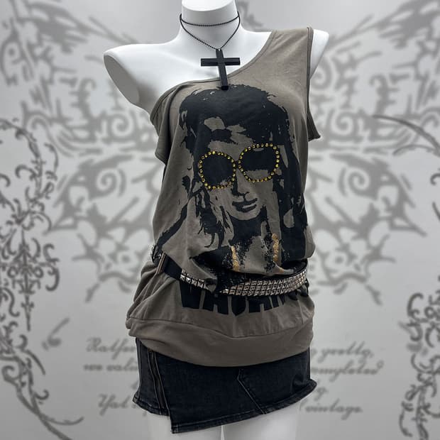 00's Y2K printing sleeveless