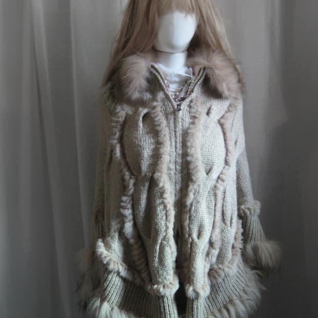 빈티지 리얼 퍼 케이프 