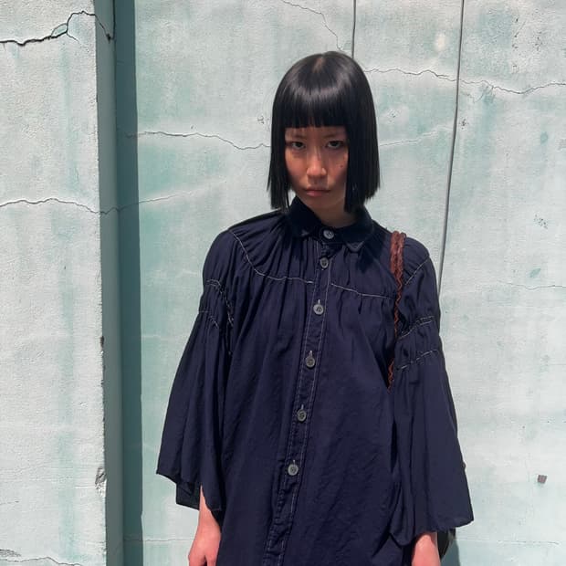 꼼데가르송 네이비 스티치 셔츠