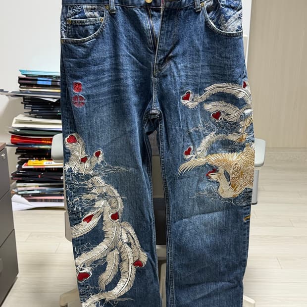 카라쿠리타마시 봉황자수 데님팬츠