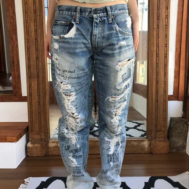  vintage distressed denim pants