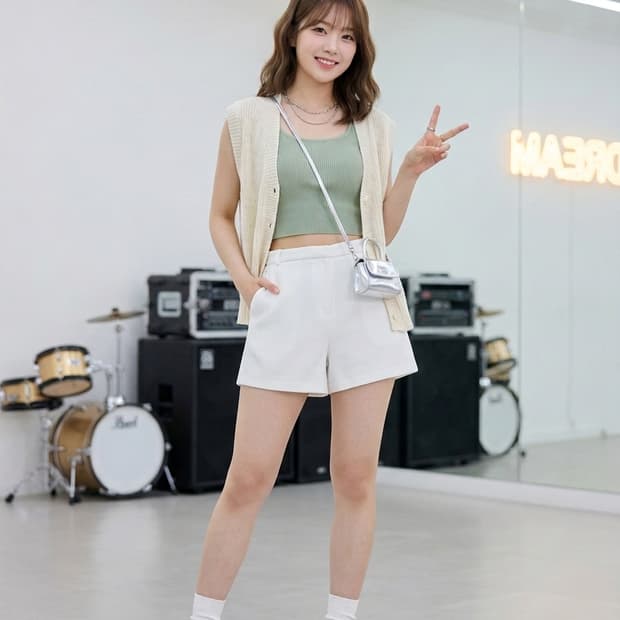 MANGO 망고 수트 컬렉션 화이트 쇼츠