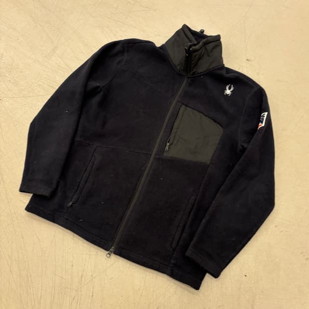 스파이더 us 스키팀 블랙 플리스 집업