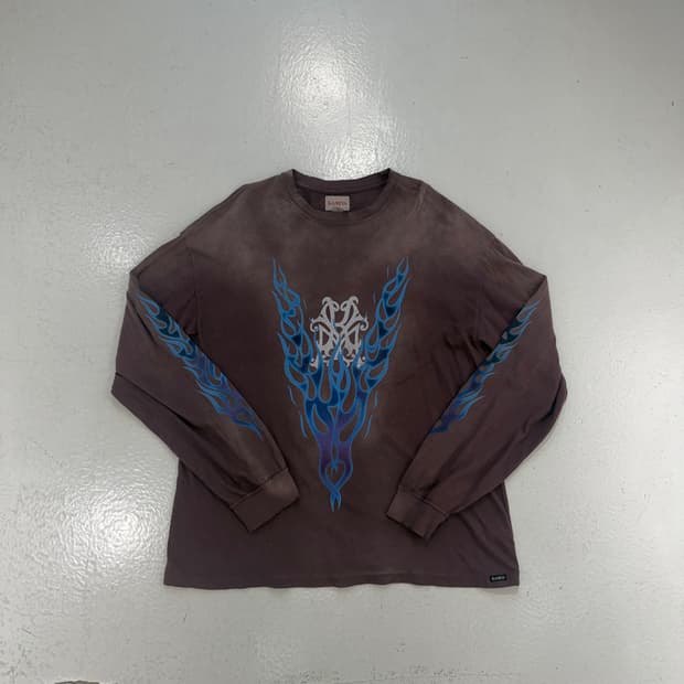 KAMIYA “KMY-FIRE” Distressed L/S Tee