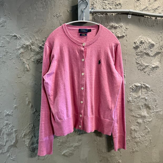 폴로 랄프로렌 피마코튼 라운드 가디건 핑크 M
