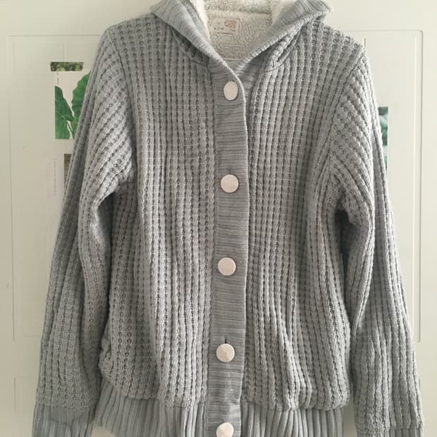 일본빈티지 뽀용 뮤트 소라그레이 털 후드집업 하구미