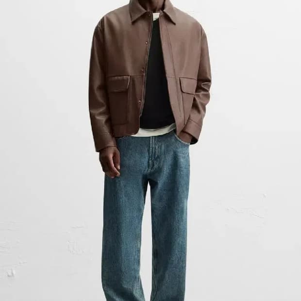 자라 24fw 램스킨 포켓 레더 점퍼 M