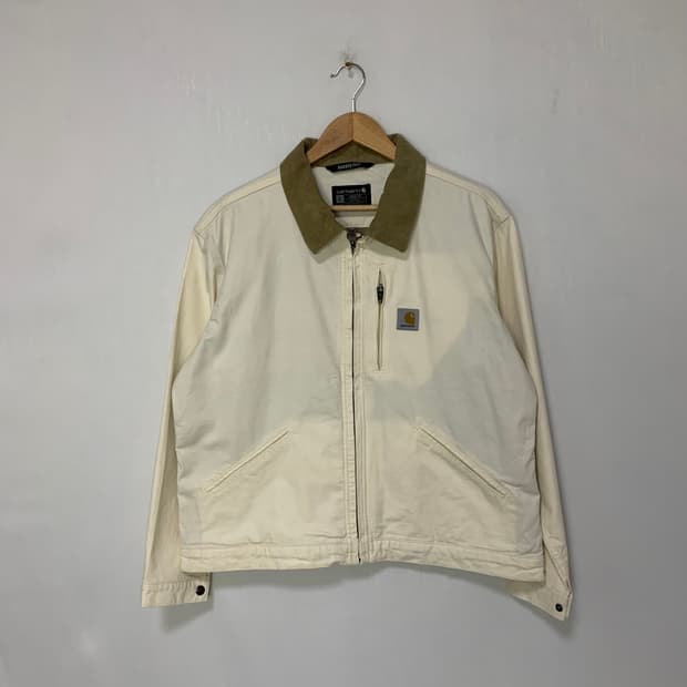 칼하트 빈티지 카라 배색 아이보리 코듀로이 자켓 L