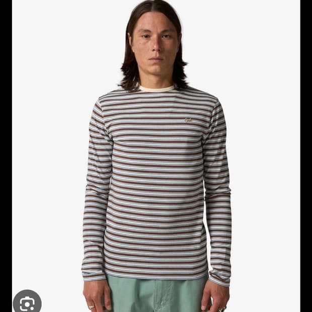 ERL 스트라이프 롱슬리브 브라운 L