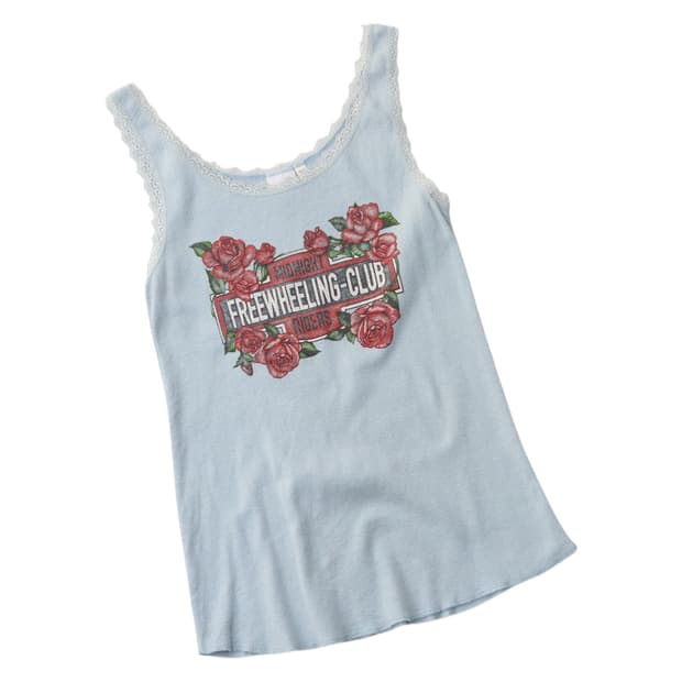 MOUSSY 마우시 빈티지 로즈 그래픽 레이스 트림 슬리브리스 (F)