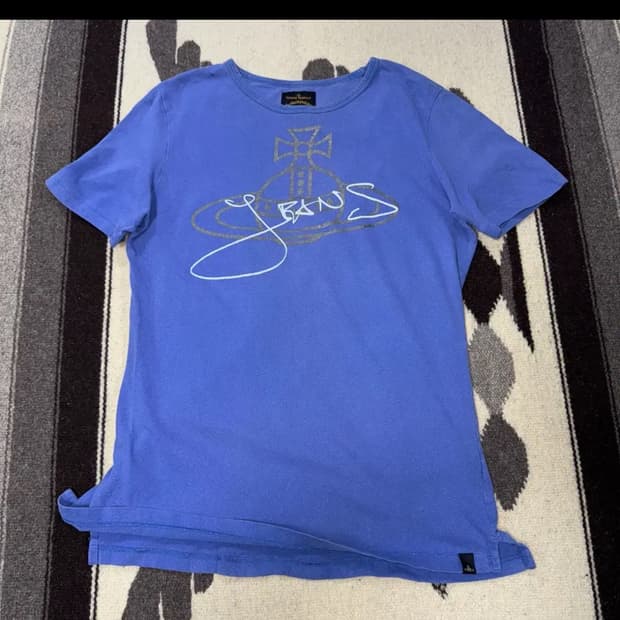 투티/0048 비비안웨스트우드 반팔 티셔츠 빈티지 블루 퍼플