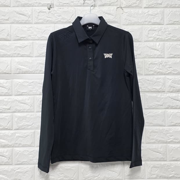 PXG 골프 블랙 긴팔 폴로티 S