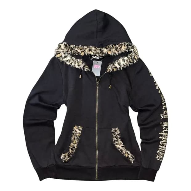 갸루 오네갸루 레오파드 호피퍼 빈티지 후드집업