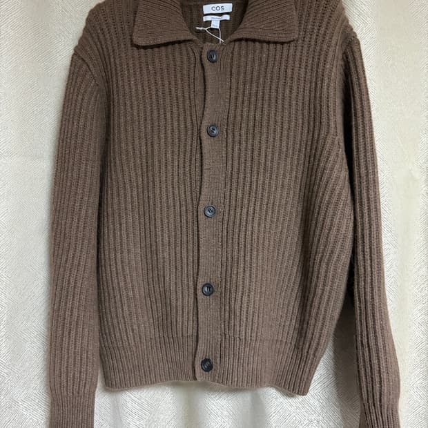 [L] 코스 리브드 알파카 블렌드 가디건 브라운 멜란지